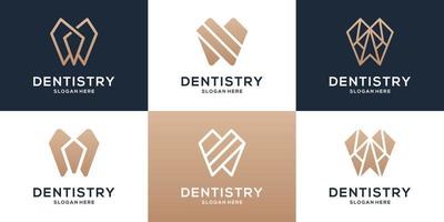 coleção de modelo de logotipo dental. conjunto de ícone criativo com logotipo de forma geométrica. vetor