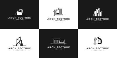 coleção de conjuntos de arquitetura de construção, símbolos de design de logotipo imobiliário. vetor