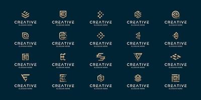 conjunto de design de logotipo de monograma inicial e abstrato de luxo. modelo de logotipo para negócios, empresa, produto e aleatório vetor