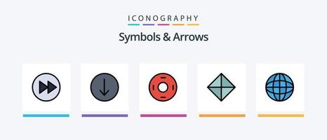 símbolos e linha de setas cheias de 5 ícones incluindo adesivo. rótulo. antigo. símbolos. o sinal. design de ícones criativos vetor