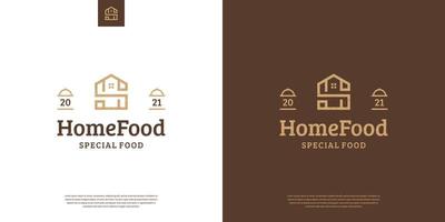 comida caseira retrô vintage, vetor de design de logotipo de selo de rótulo de comida minimalista
