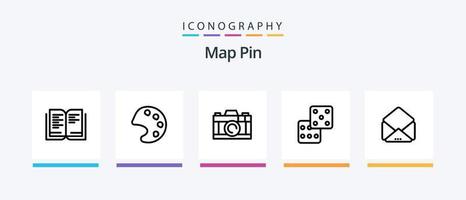 map pin line 5 icon pack incluindo . agua. escola. livro. design de ícones criativos vetor