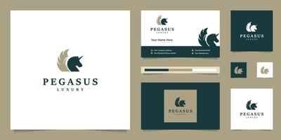 elegante pégaso. cavalo premium minimalista. silhueta mítica do estilo pegasus, inspiração de design de logotipo premium. vetor