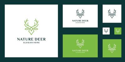 logotipos inspiradores de design de cervos e folhas vetor