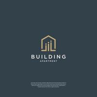 design de logotipo doméstico mínimo imobiliário, construção, arquitetura, construção vetor