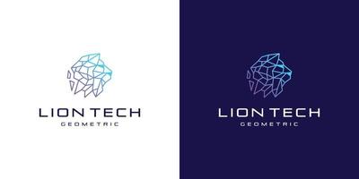 tecnologia de cabeça de leão de linha de polígono abstrata, ilustração em vetor design de logotipo.