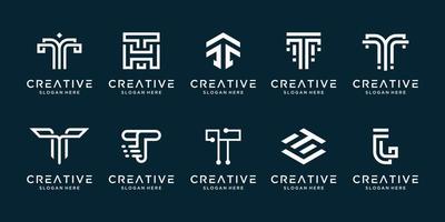 definir modelo de design de logotipo de letra t de coleção criativa. ícone para tecnologia, internet, digital. vetor