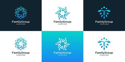coleção de design de logotipo de família e comunidade de pessoas para grupos sociais e cuidados familiares. vetor