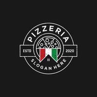 logotipo de design de pizzaria italiana. símbolos para comida e bebida e restaurantes. vetor