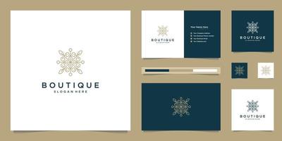 boutique e monograma floral elegante, inspiração de design de logotipo de cartão de visita elegante vetor