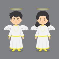 personagens vestindo roupas de anjo vetor