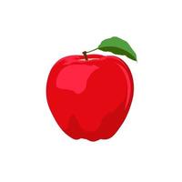 ícone de maçã vermelha isolado no fundo branco. Folha verde. fruta suculenta. vetor