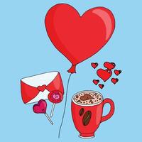 ilustração vetorial xícara de café com amor vetor