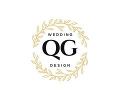 qg letras iniciais coleção de logotipos de monograma de casamento, modelos modernos minimalistas e florais desenhados à mão para cartões de convite, salve a data, identidade elegante para restaurante, boutique, café em vetor