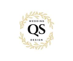 coleção de logotipos de monograma de casamento de letra inicial qs, modelos modernos minimalistas e florais desenhados à mão para cartões de convite, salve a data, identidade elegante para restaurante, boutique, café em vetor