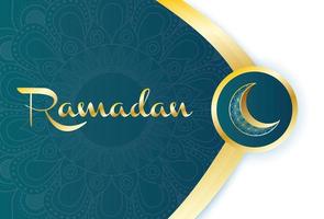 banner de celebração do ramadã com lua dourada vetor