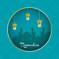 banner de celebração do ramadã com mesquita vetor