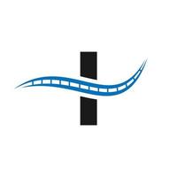 logotipo de transporte com o conceito de letra i vetor