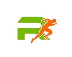 esporte correndo homem letra r logotipo. modelo de logotipo de homem correndo para logotipo de maratona vetor