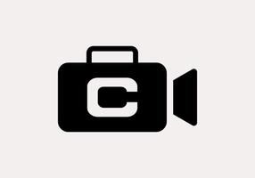 letra c filme câmera de vídeo design de logotipo filme de cinema e sinal de videografia vetor