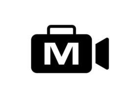 letra m filme câmera de vídeo design de logotipo cinema filme e videografia sinal vetor