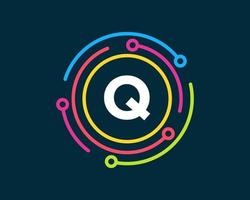 logotipo da tecnologia letra q. design de logotipo de rede vetor