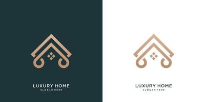 logotipo de design de casa elegante minimalista com estilo de arte de linha vetor