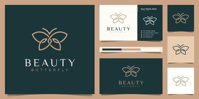 conceito de logotipo de beleza de borboleta com estilo de forro de loop infinito. modelo de design de logotipo e cartão de visita. vetor