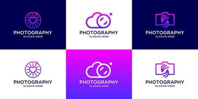 conjunto de modelo de logotipo de fotografia criativa vetor