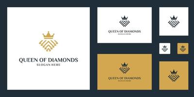 rainha e monograma de design de logotipo de diamante. inspiração de design de logotipo premium vetor