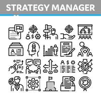 vetor de conjunto de ícones de coleção de trabalho de gerente de estratégia