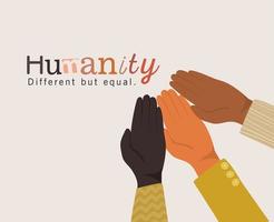 humanidade diferente, mas mãos iguais e da diversidade vetor