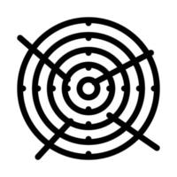 alvo de tiro com arco com vetor de linha fina de ícone de flechas