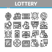 vetor de conjunto de ícones de coleção de jogos de azar de loteria
