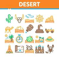 vetor de conjunto de ícones de coleção de paisagem arenosa do deserto