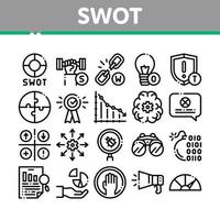 vetor de conjunto de ícones de coleção de estratégia de análise swot