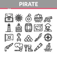 conjunto de ícones de coleção de ferramentas de bandidos do mar pirata vetor