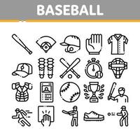vetor de conjunto de ícones de coleção de ferramentas de jogo de beisebol