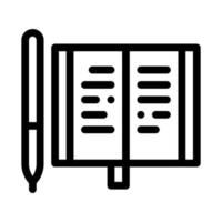 ilustração de contorno vetorial de ícone de caneta de caderno vetor