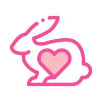 coelho animal e ícone de linha fina de vetor de coração