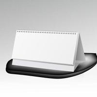 calendário espiral de mesa de papel em branco branco. modelo de vetor de calendário espiral. calendário de mesa vertical com páginas em branco e espiral preta