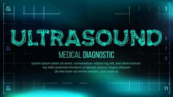 vetor de banner de ultrassom. antecedentes médicos. texto de raio-x roentgen transparente com ossos. varredura 3d de radiologia. tipografia de saúde médica. ilustração de tecnologia futurista