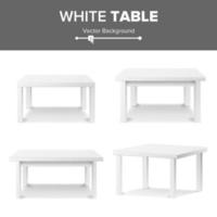 conjunto de mesa de plástico branco vazio isolado no fundo branco. plataforma realista. ilustração vetorial. bom para o modelo de exibição do produto. vetor