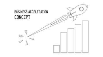 conceito de aceleração de negócios com foguete em estilo de arte de linha vetor