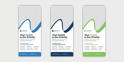 design de cartão de rack médico e de saúde vetor