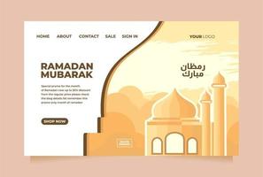 design de capa do site da página de destino modelo de promoção de venda ramadan mubarak vetor