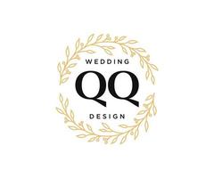 qq letras iniciais coleção de logotipos de monograma de casamento, modelos modernos minimalistas e florais desenhados à mão para cartões de convite, salve a data, identidade elegante para restaurante, boutique, café em vetor