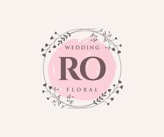 ro letras iniciais modelo de logotipos de monograma de casamento, modelos modernos minimalistas e florais desenhados à mão para cartões de convite, salve a data, identidade elegante. vetor