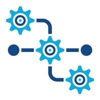 ícone de duas cores do glifo do processo de fluxo de trabalho vetor