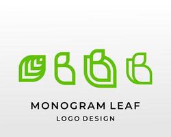 letra b monograma folha natureza fresco design de logotipo de saúde. vetor